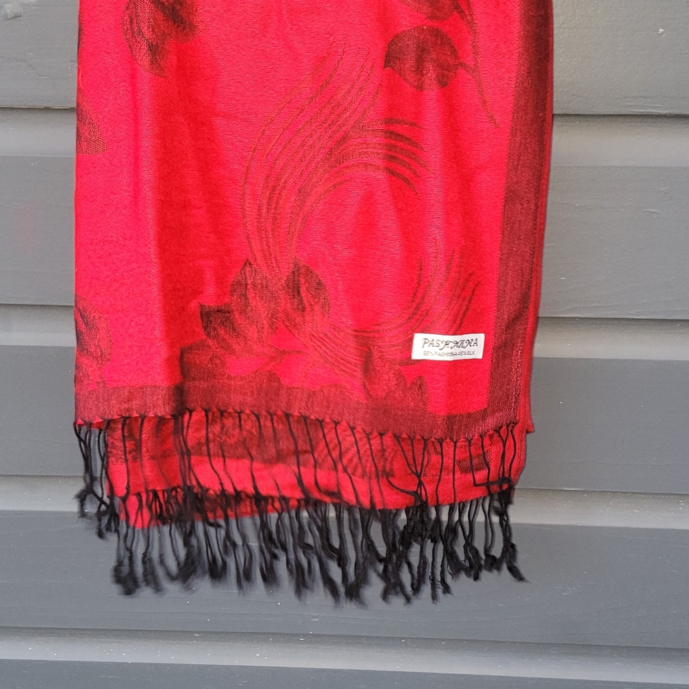 Red and Black Pashmina Scarf